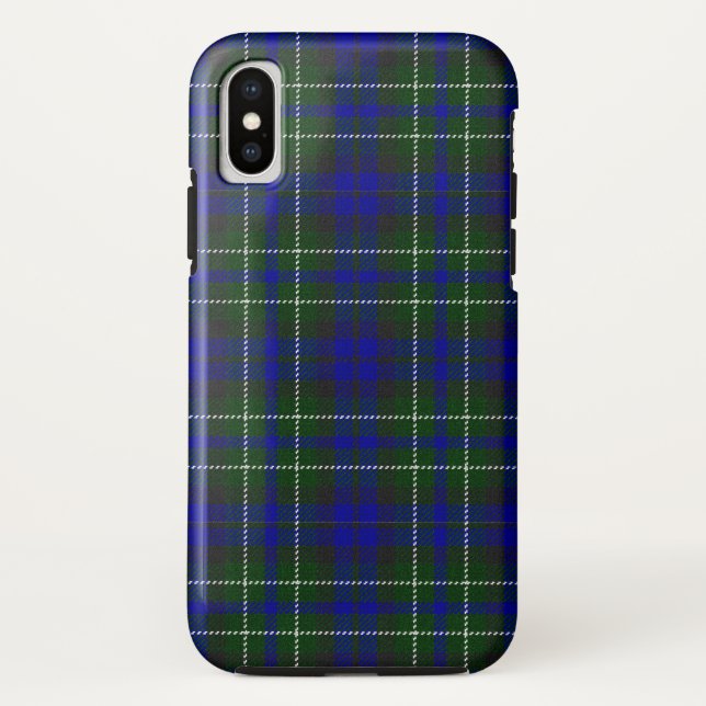 Capa Para iPhone, Case-Mate xadrez azul verde do tartan Macneil de Colonsay (Verso)