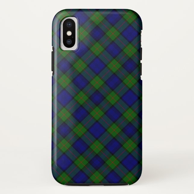 Capa Para iPhone, Case-Mate Xadrez azul verde tartan Murray (Verso)