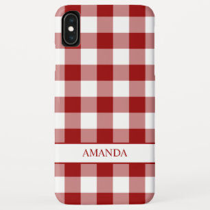 Capa Para iPhone Da Case-Mate Xadrez de Búfalo Vermelho Clássico com Seu Nome