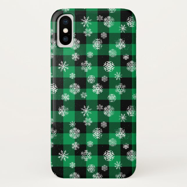 Capa Para iPhone, Case-Mate Xadrez de Buffalo Verde em Flocos de Neve (Verso)