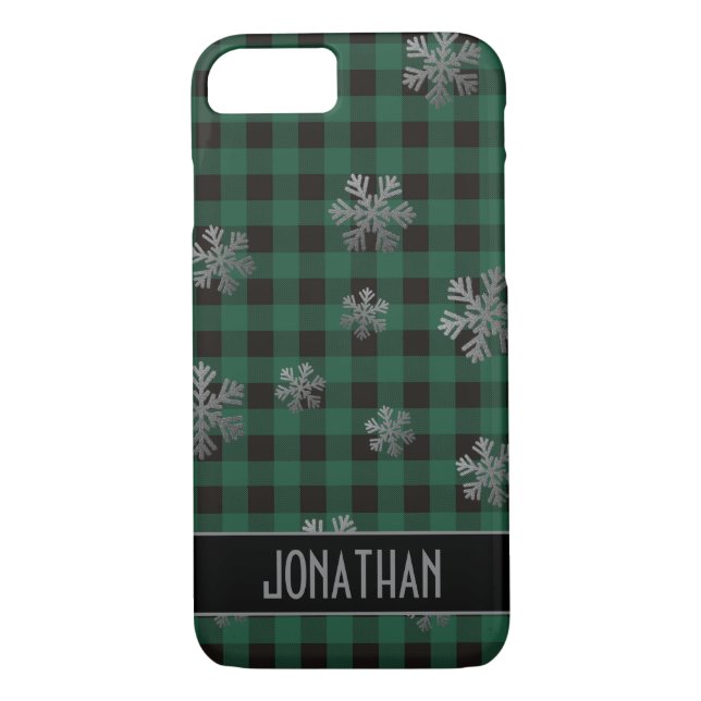 Capa Para iPhone, Case-Mate Xadrez de Buffalo Verde Flocos de Neve (Verso)