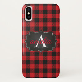 Capa Para iPhone Da Case-Mate XADREZ de Buffalo Vermelho e Negro EDITÁVEL Monogr