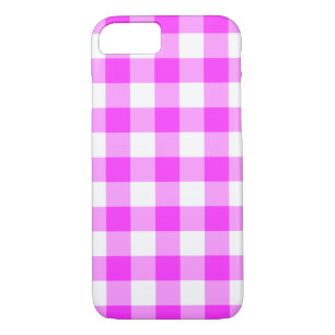 Capa iPhone 8/ 7 Xadrez de Gingham Rosa e Branco
