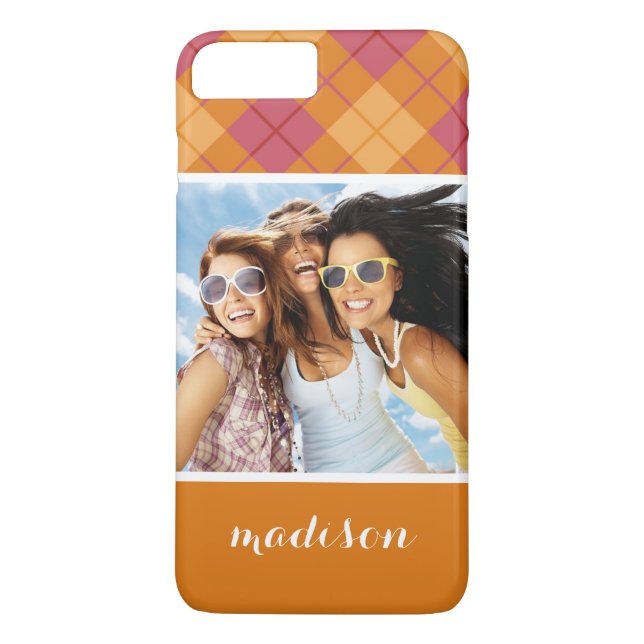Capa Para iPhone, Case-Mate Xadrez de polarização personalizada de fotos e nom (Verso)