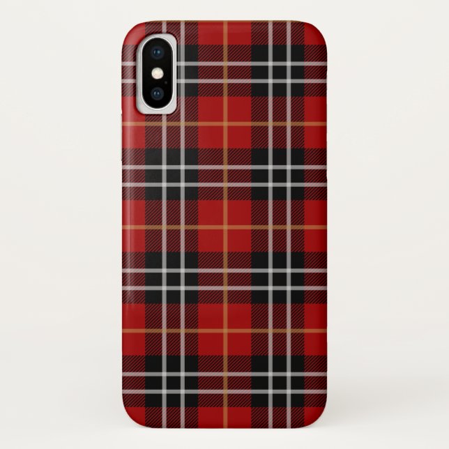 Capa Para iPhone, Case-Mate Xadrez de tartã preto e vermelho escocês (Verso)