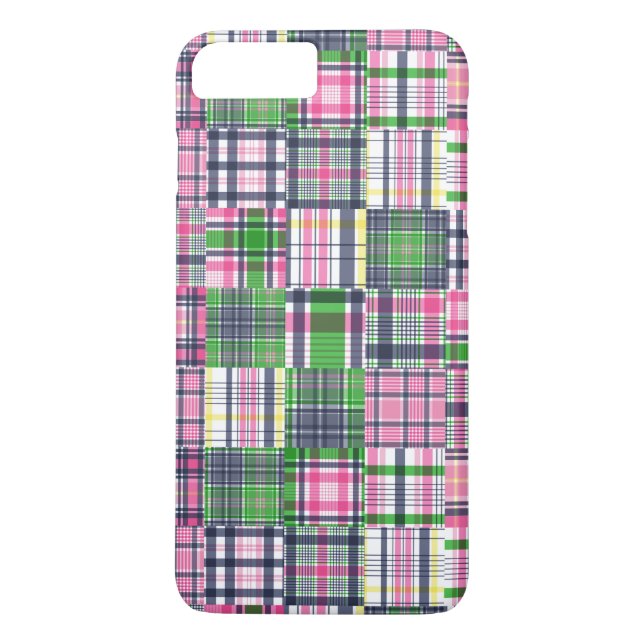 Capa Para iPhone, Case-Mate Xadrez de Verão Rosa Madras Remendado (Verso)