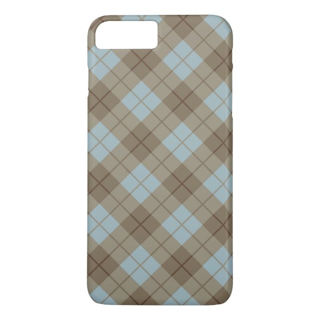 Capa Para iPhone, Case-Mate Xadrez diagonal no azul e no Brown (Verso)