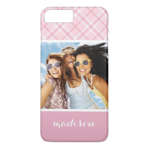 Capa iPhone 8 Plus/7 Plus Xadrez Personalizada de Rosa claro de Fotografias 