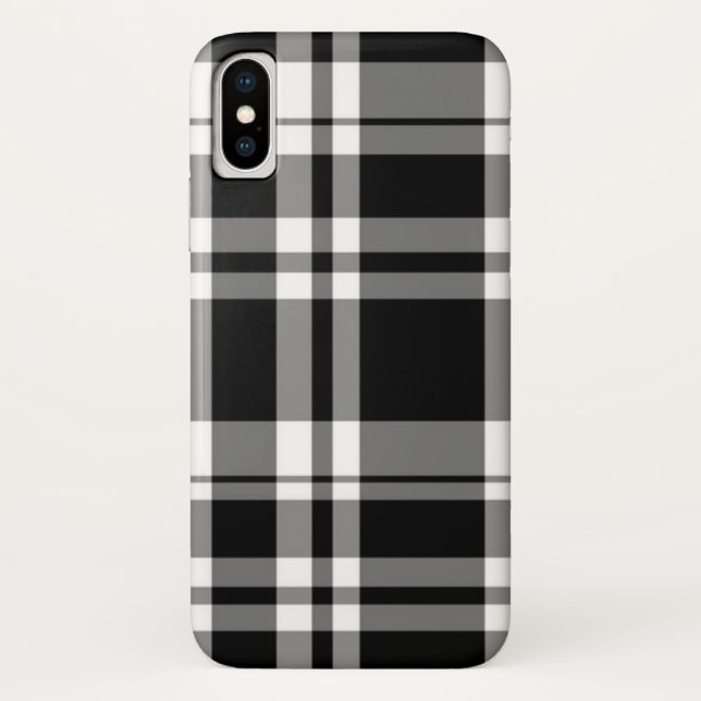 Capa Para iPhone, Case-Mate xadrez típica de tartan branco preto (Verso)