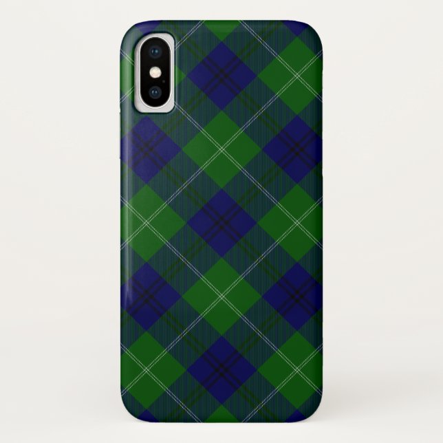 Capa Para iPhone, Case-Mate Xadrez verde-azul-olefante-tartan (Verso)