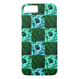 Capa iPhone 8/ 7 Xadrez verde e céu azul ou ciano, com retângulos?