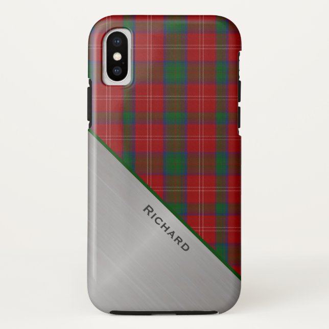 Capa Para iPhone, Case-Mate Xadrez Vermelha e Verde e aparência de alumínio (Verso)