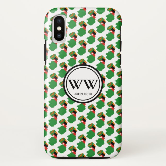 Capa Para iPhone, Case-Mate ZAMBIA Monograma - Escritura de Vida Abundante Joh (Verso)