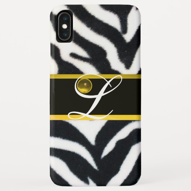 CAPA PARA iPhone, Case-Mate  ZEBRA BRANCA AMARELO-AMARELO MONOGRAMA GEM AMARELO (Verso)