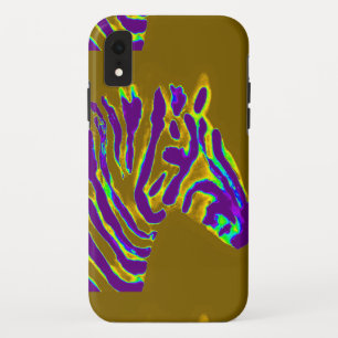 Capa Para iPhone XR Zebra Dourada Roxa Roxa