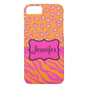 Capa Para iPhone Da Case-Mate Zebra Rosa Laranja, Leopardo, Nome Personalizado