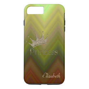 Capa iPhone 8 Plus/7 Plus Zigzag charmoso, Tiara, Princesa, Gliteira Dourada