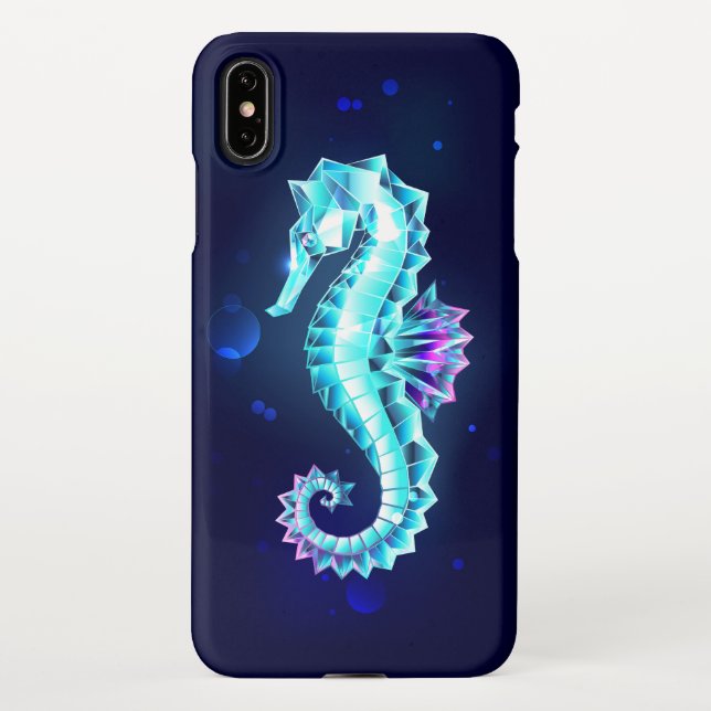 Capa Para iPhone Cavalo de Gelo Cristal em Fundo Azul (Verso)