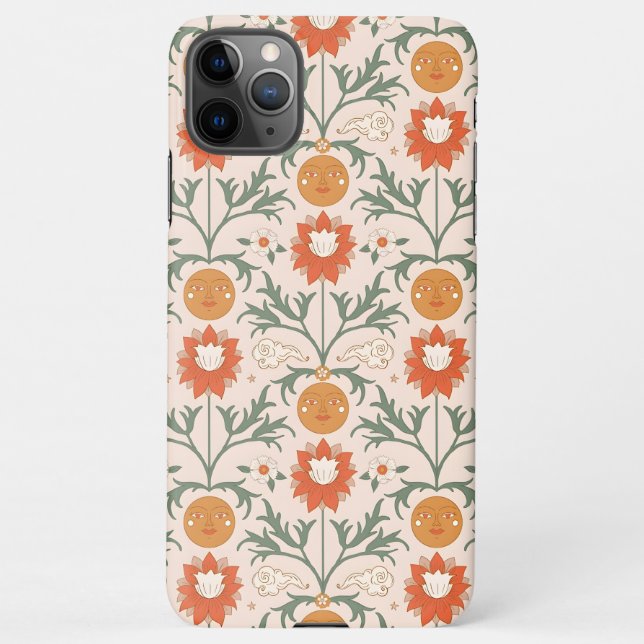 Capa Para iPhone Celestial Floral Sunburst Seamless Pattern Design (Verso)