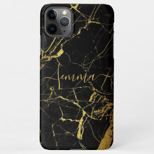 Capa Para iPhone Célula Dourada de Mármaco Preto Cute Personalizada