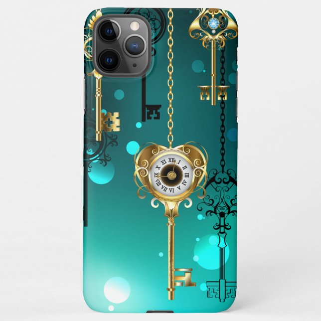 Capa Para iPhone Chaves de Esqueleto Anticas em Fundo Verde (Verso)