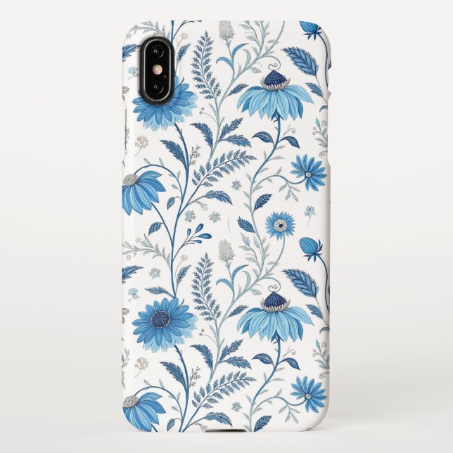 Capa Para iPhone Chinoiserie Blue Echinacea Pattern (Verso)