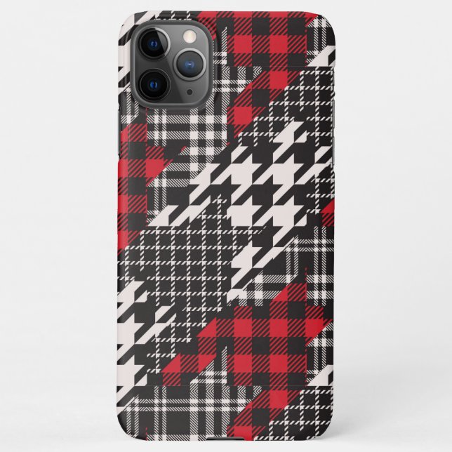 Capa Para iPhone Colagem de patch de Xadrez do Houndstooth (Verso)