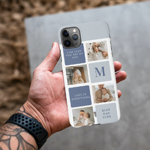 Capa Para iPhone Colagem Moderna de Fotos & Presente Azul Feliz Dia