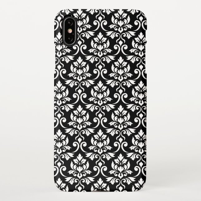 Capa Para iPhone Cor damasco em branco em preto (Verso)