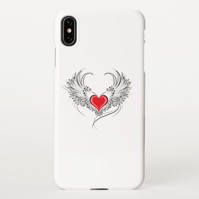 Capa Para iPhone Coração Anjo Vermelho com asas (Verso)