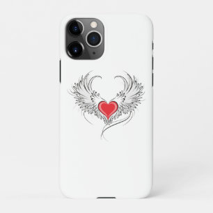 Capa Para iPhone Coração Anjo Vermelho com asas