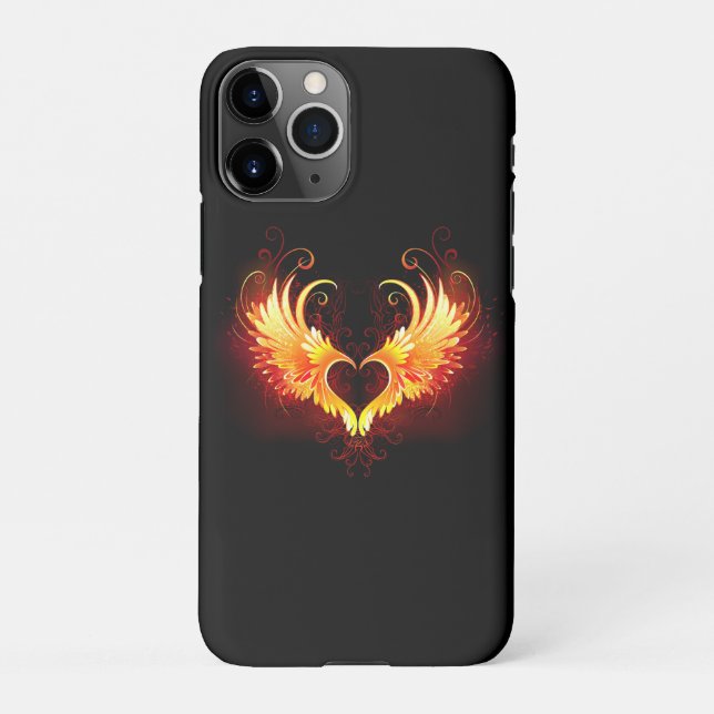 Capa Para iPhone Coração do Anjo Fogo com Asas (Verso)