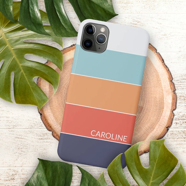 Capa Para iPhone Coral Laranja Vermelho Escuro Azul Seafoam Greve V (Criador carregado)