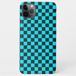 Capa Para iPhone Cyan and charcoal checkerboard pattern