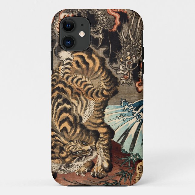 Capa Para iPhone Da Case-Mate 龍虎, tigre do 国芳 & dragão, Kuniyoshi, Ukiyo-e (Verso)