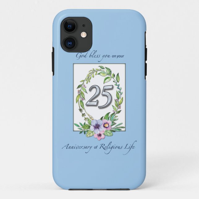 Capa Para iPhone Da Case-Mate 25 aniversário da Católica Nun Wreath e Silver (Verso)