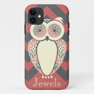 Capa Para iPhone Da Case-Mate A coruja de buzina cor-de-rosa formal de Chevron