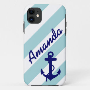 CAPA PARA iPhone DA Case-Mate A MENINA AZUL ANCHOR AZUL RAÇA O SEU NOME