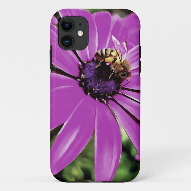Capa Para iPhone Da Case-Mate Abelhas De Mel Numa Arte Daisy Africana Roxa (Verso)