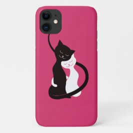 Capa Para iPhone Da Case-Mate Abraçando gatos do amor - rosa bonito da arte do