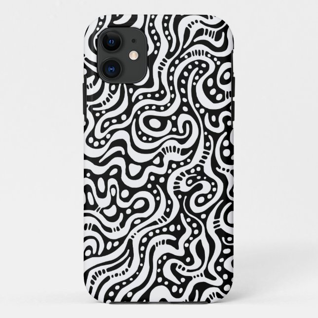 Capa Para iPhone Da Case-Mate Abstrato 041211 - Branco sobre Preto (Verso)