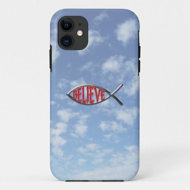 Capa Para iPhone Da Case-Mate Acredite em Peixe - Vermelho (Verso)