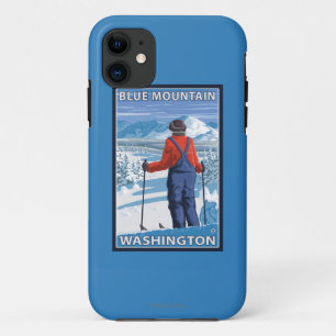 Capa Para iPhone Da Case-Mate Admiração do esquiador - montanha azul, Washingt