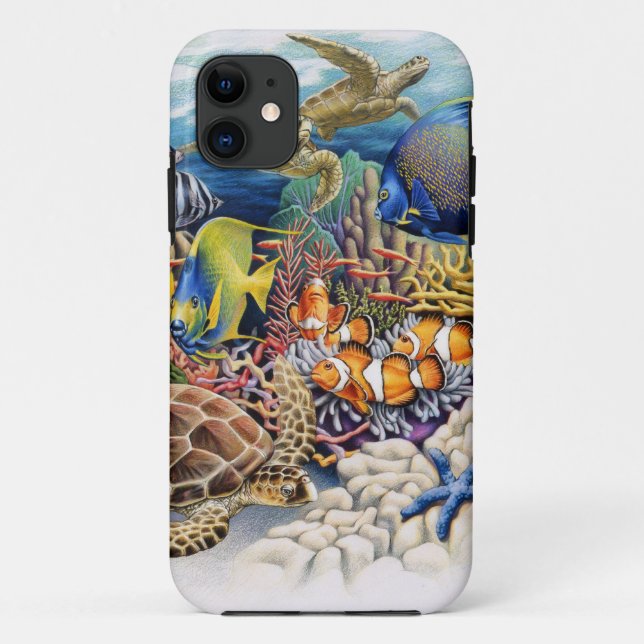 Capa Para iPhone Da Case-Mate Águas corais com peixes tropicais (Verso)