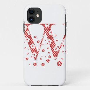 Capa Para iPhone Da Case-Mate alfabeto floral W (vermelho e pontos)