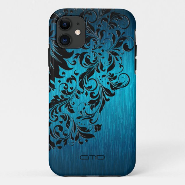 Capa Para iPhone Da Case-Mate Alumínio Azul Bruto Com rendas Pretas 2 (Verso)
