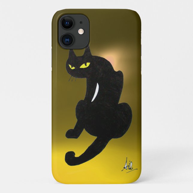 Capa Para iPhone Da Case-Mate Amarelo CAT PRETO (Verso)
