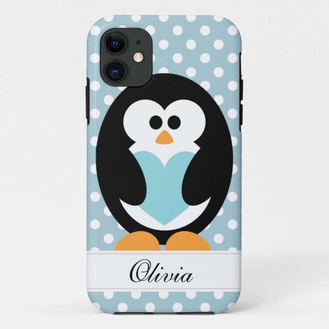 Capa Para iPhone Da Case-Mate Amor azul do pinguim (Verso)