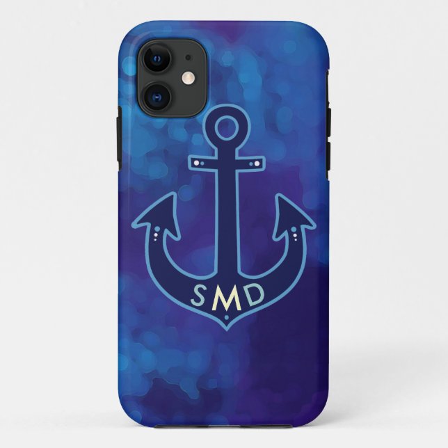 Capa Para iPhone Da Case-Mate âncora de marinho azul personalizada (Verso)