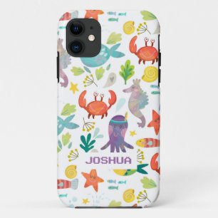 Capa Para iPhone Da Case-Mate Animais do Mar de Cartoon Multicoloridos Monograma